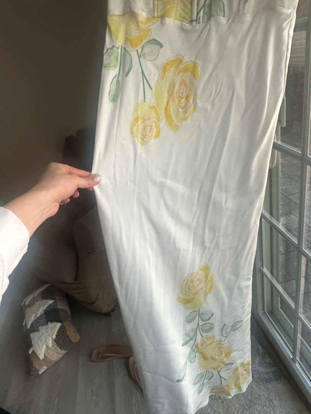 For Love And Lemons White Maxi Dress with Yellow Rose Print - Picture 3 of 3